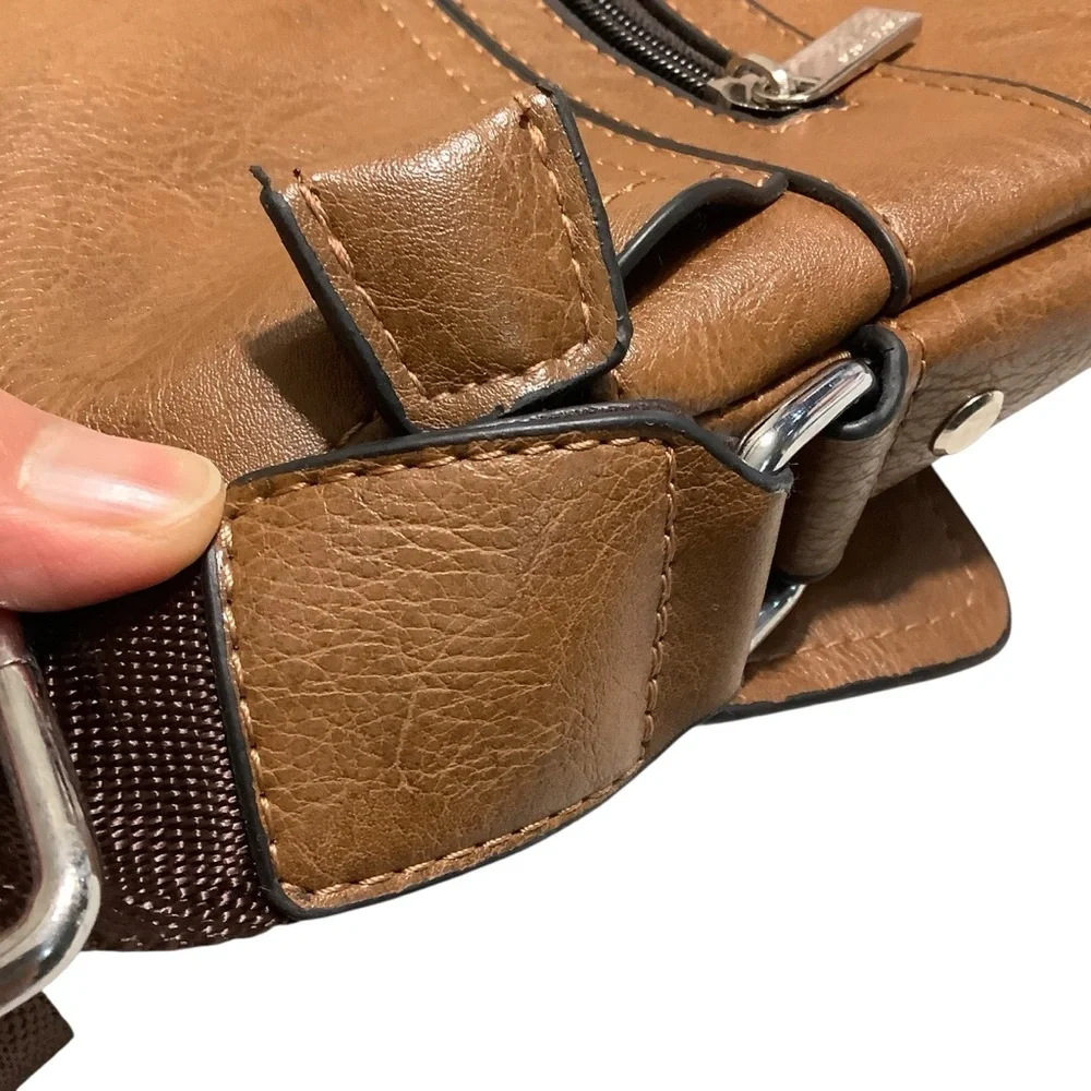 Mont Blanc Brown Leather Men's Messenger Bag